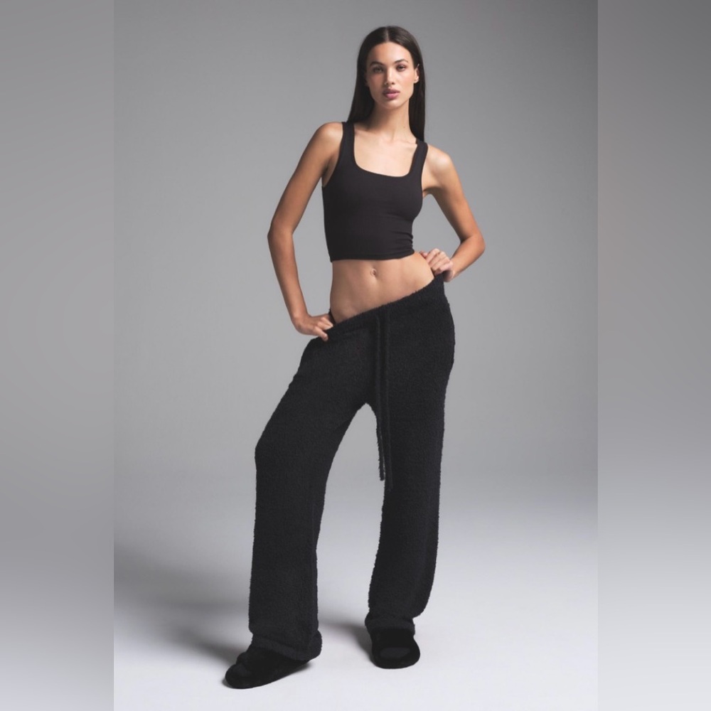 SKIMS Black Cozy Knit Wide-Leg Lounge Pants Joggers